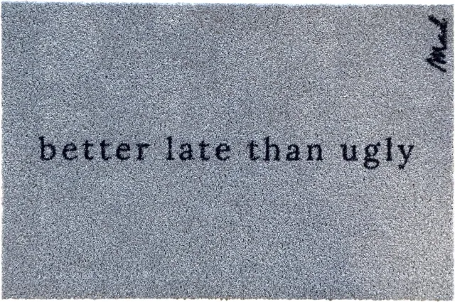 Mad About Mats Ares - deurmat - better late than ugly - schoonloop/scraper - wasbaar - 50x75cm lichtblauw