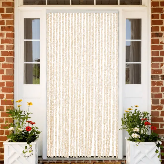 vidaXL Vliegengordijn 100x220 cm chenille beige en wit