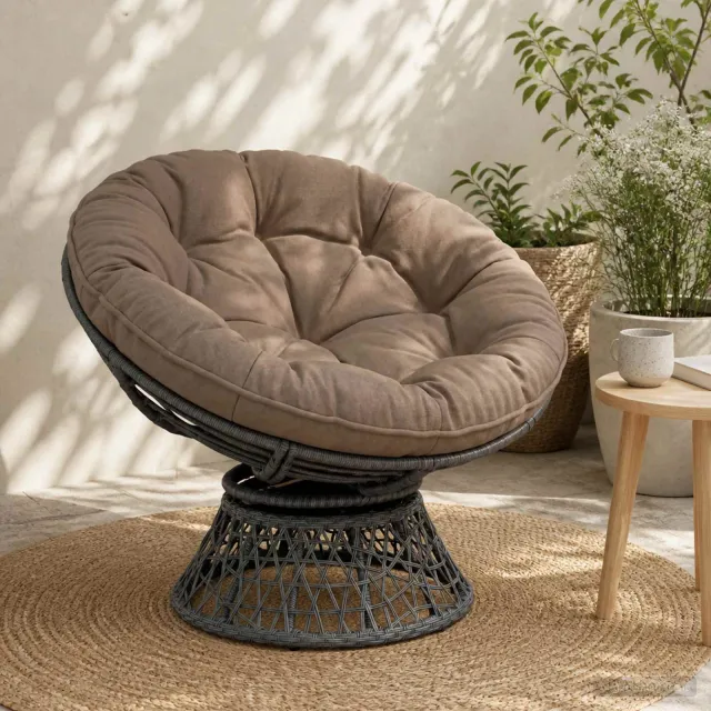 vidaXL Hangstoel Kussen VIANEN 100% Polyester Taupe Ø 50 x 10 cm