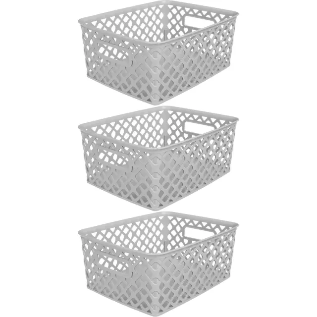 5Five® 5Five Opbergmand/box van kunststof - 3x - grijs - 19 x 25 x 10 cm - 4 liter