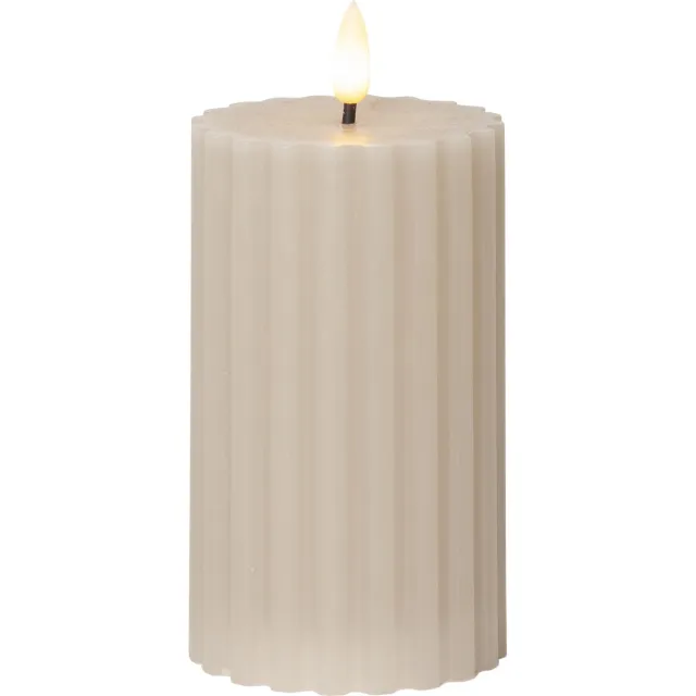 Star Trading LED blokkaars Flame Stripe gemaakt van was bruin Wit