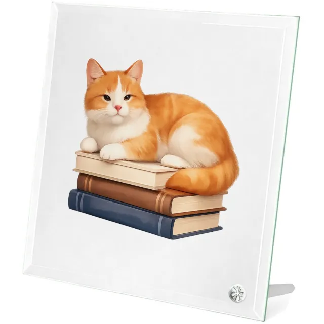 Mr Cadeautjes Glasframe 20 x 20 - design Een ontspannen dier op een hobby-object met een korte, kalme | cadeau Wit