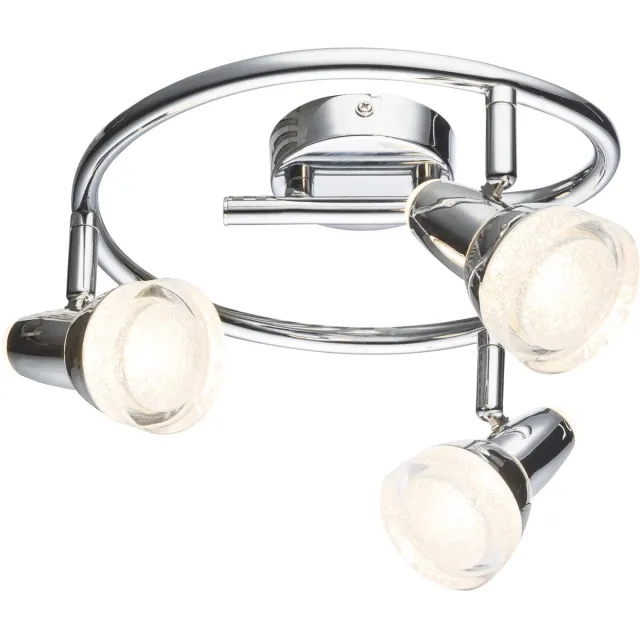 Globo Plafondlamp draaibaar Spotrondell chroom glas kristallen plafondlamp, kunststof metaal, 3x LED 4W 240Lm warm wit, DxH 25x17 cm zilver