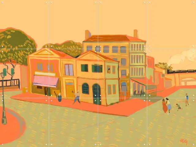 IXXI The Yellow House, Arty Guava & Van Gogh 21st Century - 80 x 60 cm - Grote wanddecoratie en posters - Kleurrijk, Digitale Kunst, Illustraties Geel