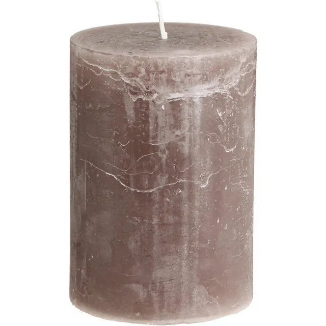 Viana Effen bruine pilaarkaarsen, 85x120mm, set van 2, lang brandend, decora