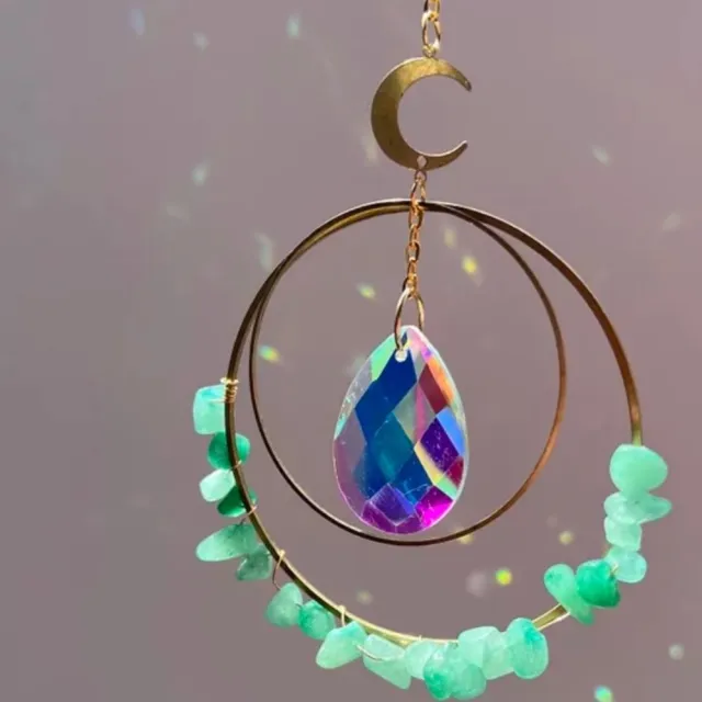 Wondersathome Suncatcher Gemstone Green Florite - Kristal Zonnevanger - Raamdecoratie - Groen Fluorite - Green Florite - Edelsteen - Spiritueel - Boho - Bohemian