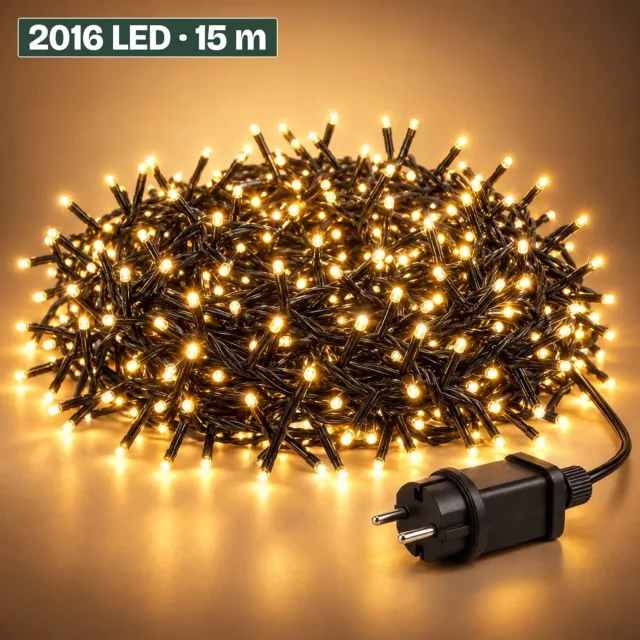 Levano Kerstverlichting Buiten 2016 LED 14,6 m Extra Warm Wit - Kerstboomverlichting - Lichtsnoer Buiten - Kerstlampjes - Lichtsnoer Binnen - Clusterverlichting - Kerstverlichting Binnen - LED Snoer - Kerstlampjes met Stekker - Timer Verlichting