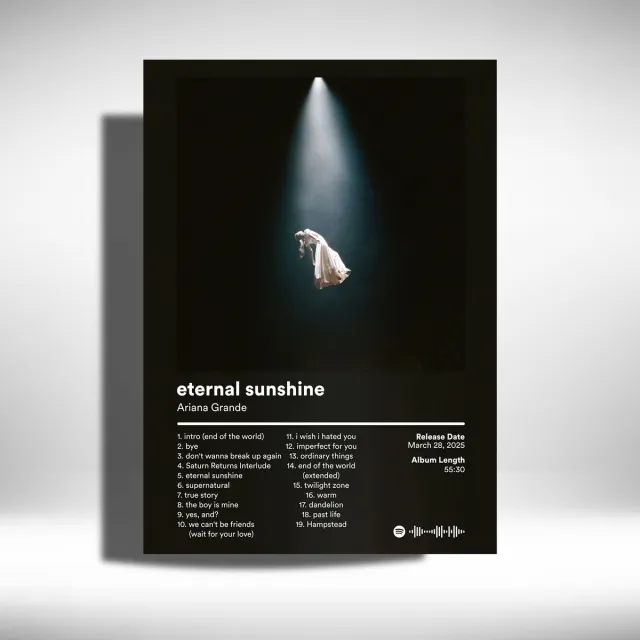 Luxe poster Ariana Grande - Eternal Sunshine - Metalen Poster 30x40cm - album - Brighter Zwart