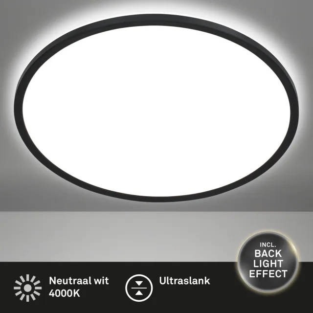 B.K.Licht BRILONER Slim - LED Plafondlamp - plafonniére met neutral wit licht - 30W - 3.500 Lm - zwart