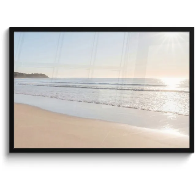 FrameYourWall Poster in lijst - Fotolijst 90x60 cm - Posters - Zee - Zon - Zand - Posterlijst zwart - Decoratie - Wanddecoratie woonkamer - Muurdecoratie slaapkamer