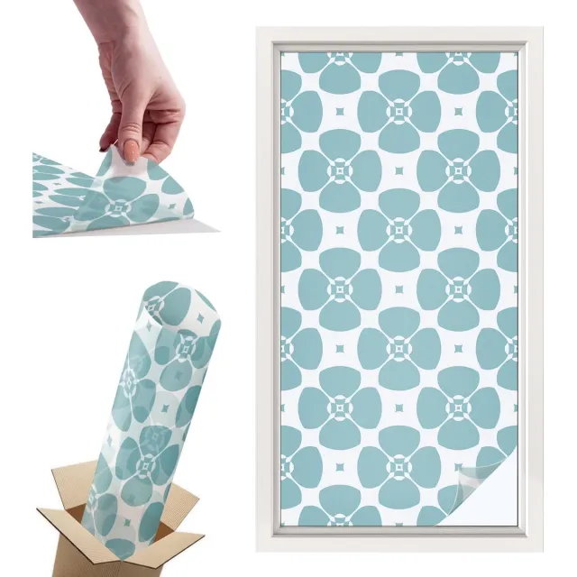 TULUP Raamfolie Anti inkijk - Bloemsymmetrie Privacy Folie Raam - 50x100 cm - Wit Anti inkijk Folie - Raamfolie Tegen inkijk Glas in Lood - Voor de slaapkamer, woonkamer en badkamer. - Raamfolie Zonwering Wit - Bloemsymmetrie
