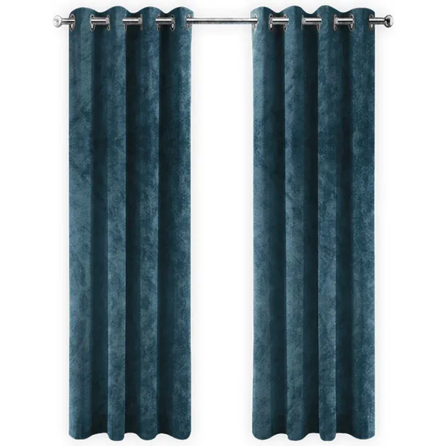 LW collection Gordijnen Donkerblauw Velvet Kant en klaar 290x270cm - Kant en klare gordijnen met ringen Velours - Fluwelen Verduisterende gordijnen