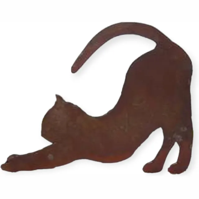Rostikal Decoratie - Tuin - Kat - Mimi - Strekkend - Roest figuur - Metaal - 23 cm hoog Roest Bruin