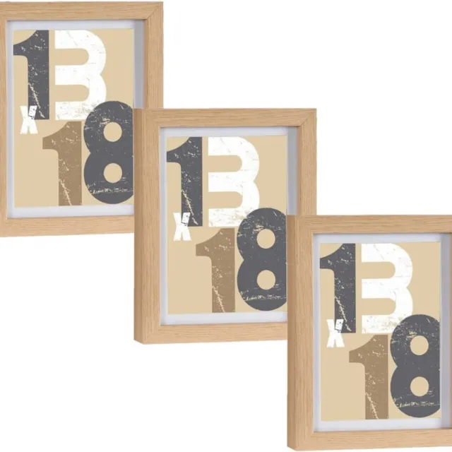 Arte r 3x stuks houten fotolijst - bruin - 15 x 20 cm - fotolijstje - met passe-partout - decoratie