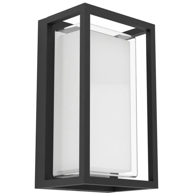 EGLO Genovese Wandlamp Buiten - 24 cm - Zwart/Helder - Instelbaar wit licht (warm, neutraal en daglicht) Zwart;Transparant;