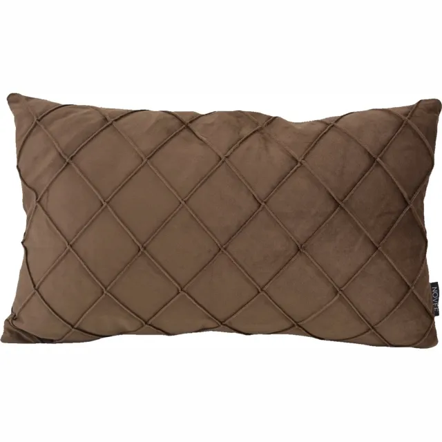 NOVÉE Velvet Cross Bruin Kussenhoes | Fluweel/Polyester | 30 x 50 cm