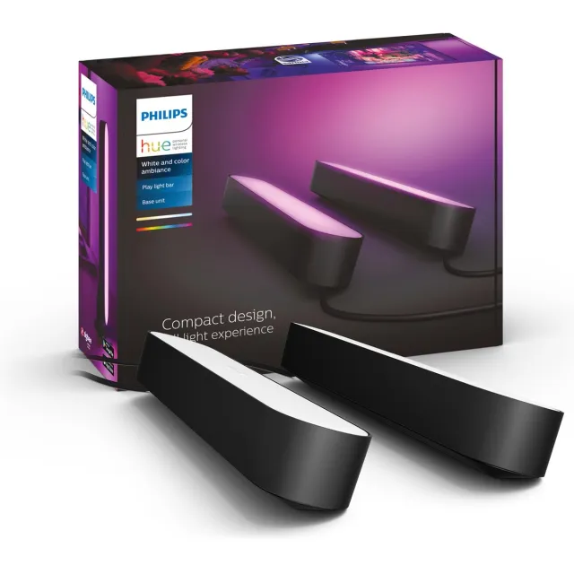 Philips Hue Play lightbar - wit en gekleurd licht -Beleef de ultieme game-ervaring - zwart - 2-pack - basis