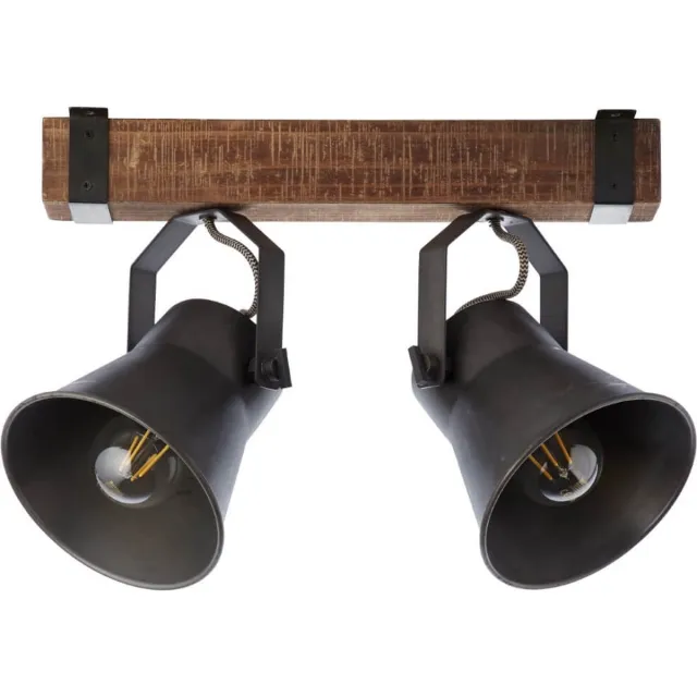 Brilliant lamp, plafondlamp Tannah 33cm zwart/naturel, 1x A60, E27, 52W, geschikt voor LED-lampen