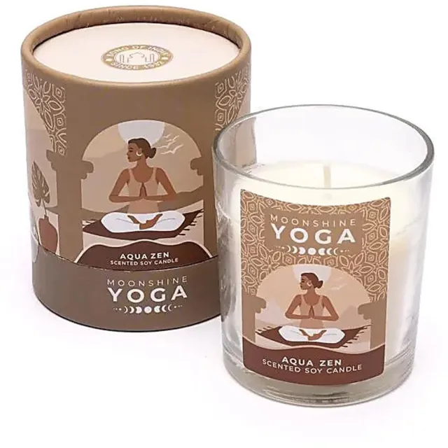Song of India Moonshine Yoga Kaars - Aqua Zen - Soja Geurkaars - Frisse Geur Wit beige