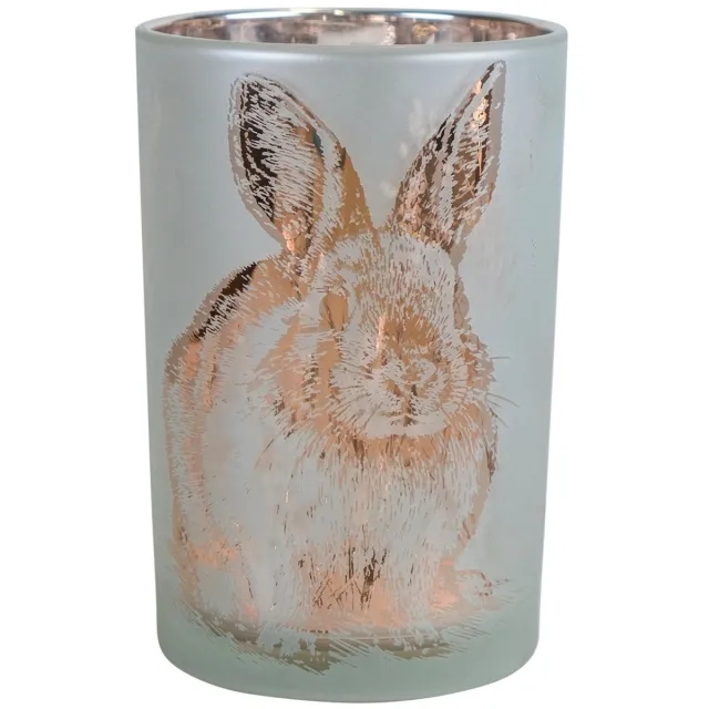 Mars & More Theelichthouder konijn brons large 18cm mat wit
