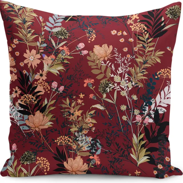 De Groen Home BLOEM Sierkussen Velvet - 50x50 - Bordeaux - Inclusief binnenkussen - Fluweel