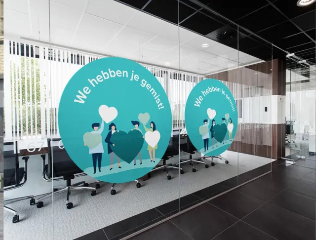 3motion Welkom terug! - raamsticker - Diameter 42.5 cm - 5 stuks Turquoise