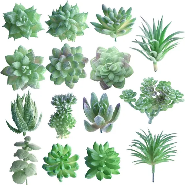 Fepito 15x Kunstmatige Succulenten, Groen, Merkloos, Decoratie