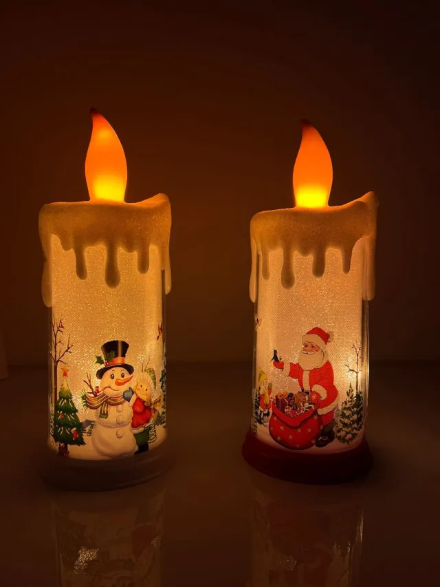 Go4pro LED Kerst Kaarsen - Set 2 Stuks - Kerstman en Sneeuwpop - Kerstversiering decoratie binnen - Kerstcadeau - Kerst - Exclusief batterijen! Vers.2
