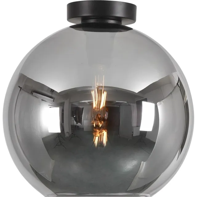 Artdelight Plafondlamp Marino Zwart & Smoke Glas 30cm Chroom & Zwart