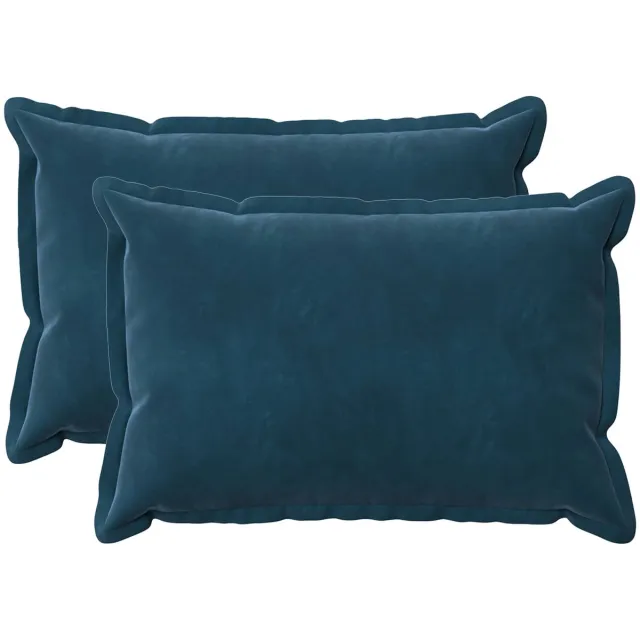 vidaXL Dekenkussen - 2 - st - HOUTEN - Blauw - 40 - x - 60 - cm - fluweel