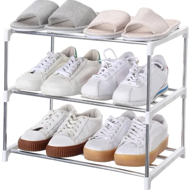Unyqoos ® Handig en Ruimtebesparend Schoenenrek voor Entree, Hal en Kast met Drie Niveaus in Wit