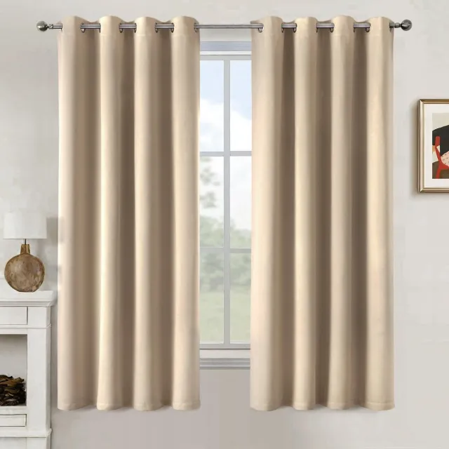 Ibenzoa Beige Verduisteringsgordijn Set van 2 - 175x140cm - Kort Raam