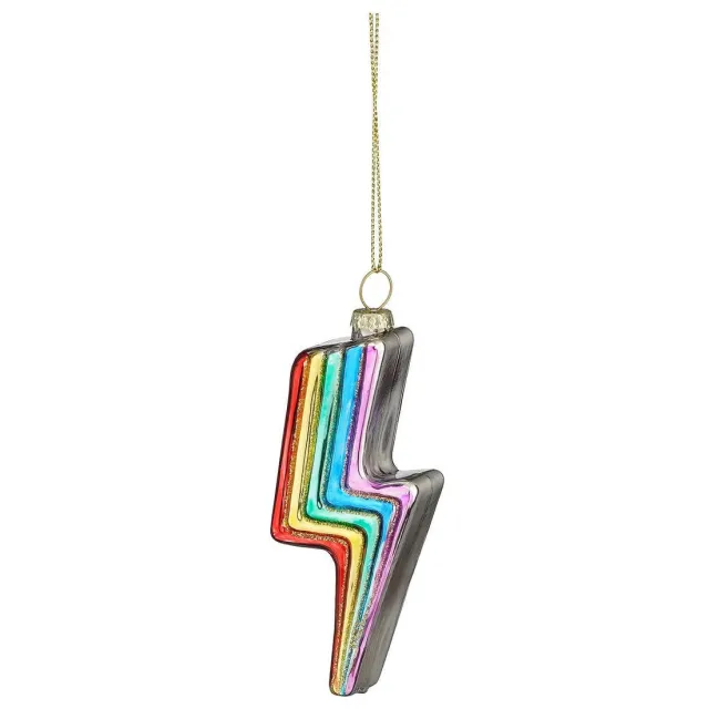 Mica Decorations kerstornament bliksem - glas - multi color Meerkleurig