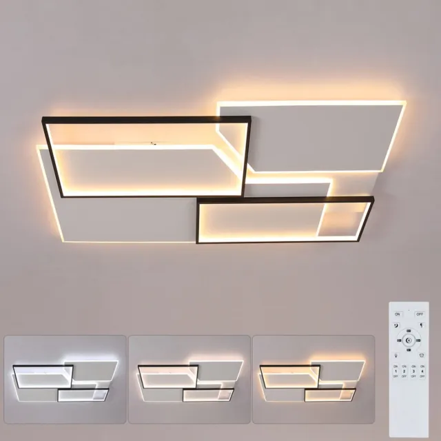 Haobosic Rechthoekig Aluminium - Plafondlamp - Zwart/Wit - 80W Dimbaar - Afstandsbediening Black