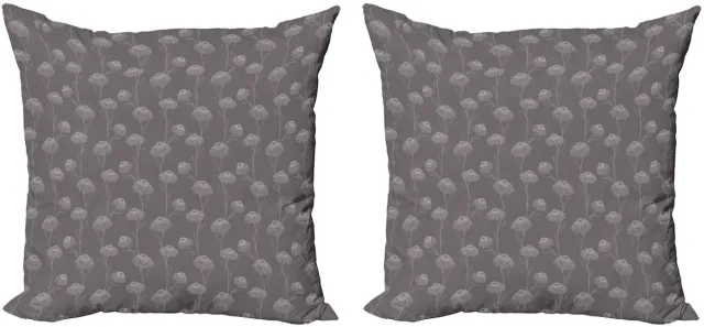 ABAKUHAUS Kussenhoes Set 2x40x40 – Chrysanthemum Taupe – Digitaaldruk