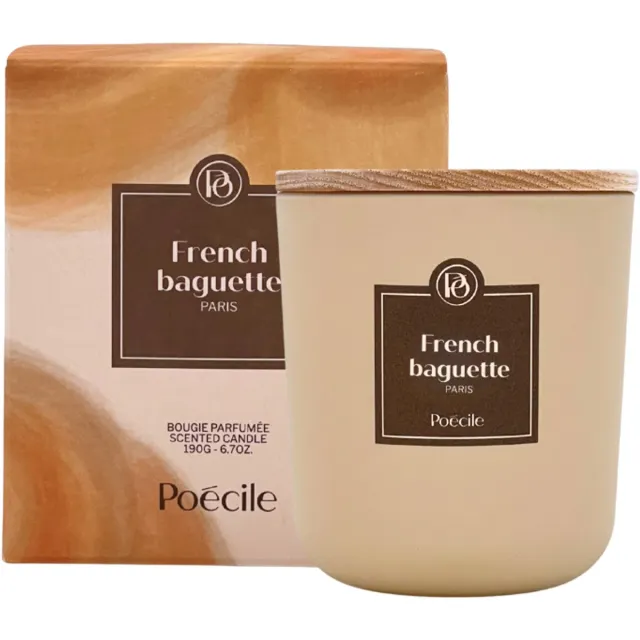 Poecile Poécile - Candle - French Baguette - Paris - Geurkaars - Sojawax - Warm, boterachtig, Verse croissant geur - 50 uur - Frans - 190g Geel