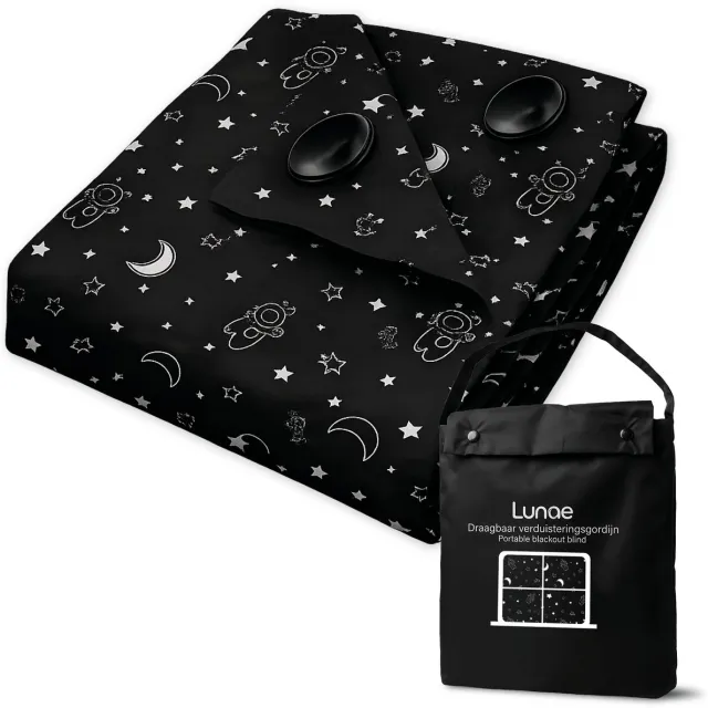 Lunae Draagbaar Verduisteringsgordijn met Zuignappen - Zonder Boren - 200x130cm - Verduisteringsdoek Zwart - Raam Verduisteren - 100% Verduisterend Gordijn - Blackout Curtain - Alternatief voor Verduisterend Raamfolie - Verduisterende Gordijnen