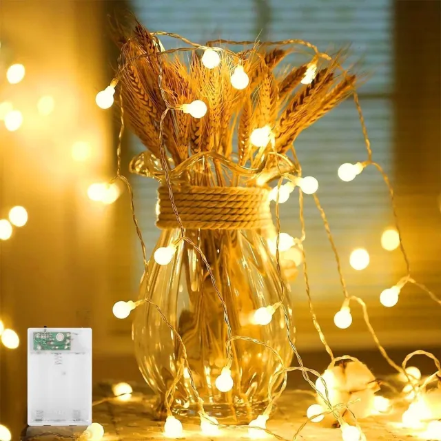 YAGXIG Batterijgevoede feeënlamp - 30 LED's, warm wit, waterdichte feeënlamp voor binnen en buiten - Geschikt voor het decoreren van balkons, terrassen, tuinen, feesten, Kerstmis en bruiloften.