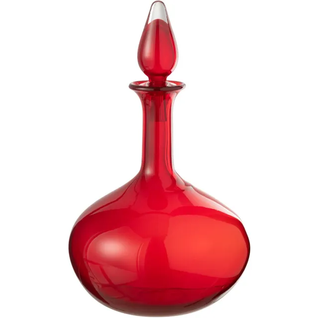 J-Line vaas + stop Fles - glas - rood - Ø 26.5 cm Multi