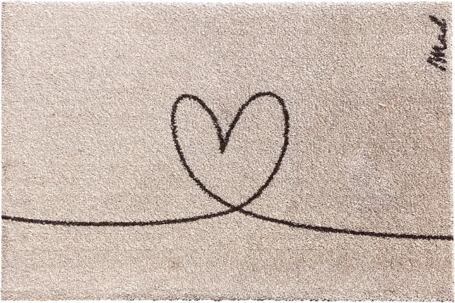 Mad About Mats Cezan - deurmat/badmat - hartje - droogloop/touch - wasbaar - 50x75cm beige