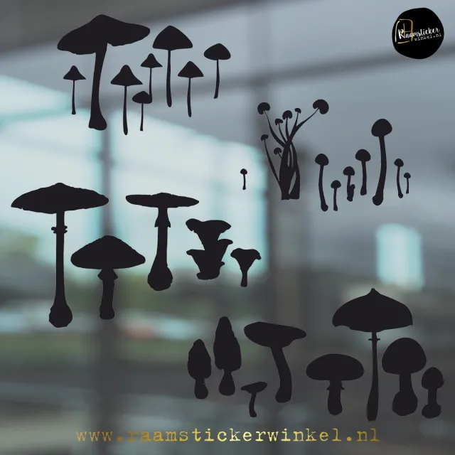 S&D RSW Raamstickers paddenstoelen en zwammen zwart