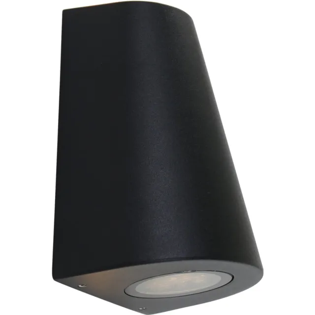 Steinhauer Buitenlampen - Wandlamp Modern - Zwart - H:16cm - GU10 - Voor Buiten - Metaal - Wandlampen - Slaapkamer - Woonkamer