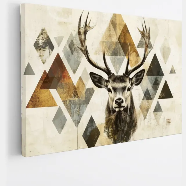 Saammp Canvas Schilderij - Hert - Abstract - Dieren - 70x50 - Foto op canvas - Wanddecoratie - Muurdecoratie Woonkamer - Slaapkamer decoratie - Canvas Print Multicolor