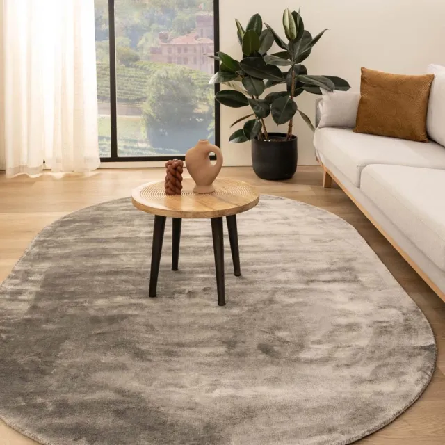 Paon Brillant Viscose vloerkleed ovaal - Pearl zilver 160x240