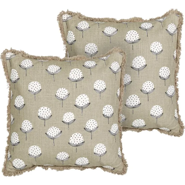 Beliani PSILOTALES - Sierkussen set van 2 - Beige - 45 x 45 cm - Katoen
