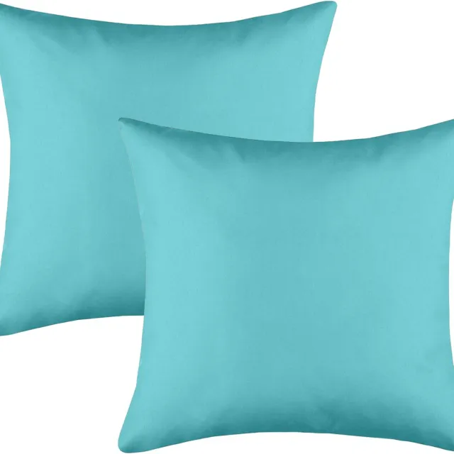 Stof Textile sierkussen Hawaii - 2x - aqua blauw - 40 x 40 cm - bank kussens - binnen/buiten - polyester