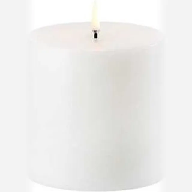 Uyuni LED Kaars - Pillar Candle Nordic White - Ø10,1 x 10 cm - Realistische LED Kaars - Zonder Open Vuur - Exclusief 2x C Batterijen Wit