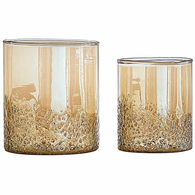 Loberon Windlicht set van 2 Plélo champagne
