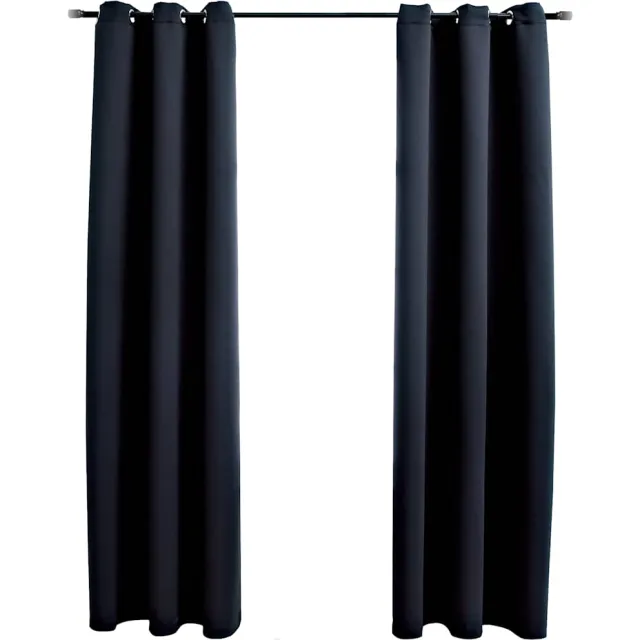 vidaXL Verduisteringsgordijnen met ringen 2 stuks zwart 97x213 cm stof