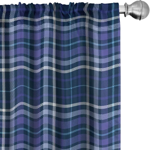 ABAKUHAUS 2x75x225 cm gordijnen – Schotse ruit – donker lavendel indigo Dunkel Lavendel Indigo